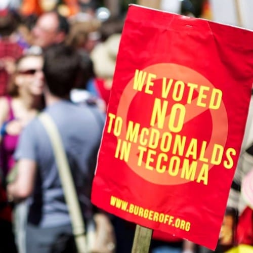 Burger off: Activists hold the line in Tecoma protest post image